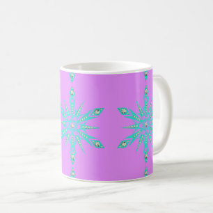 Snowflake mid century vintage purple blue coffee mug