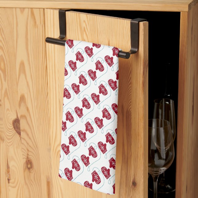 Snowflake Mittens Christmas Kitchen Towel (Thirds Fold)