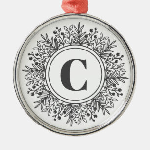 Snowflake Monogram Christmas Metal Tree Decoration