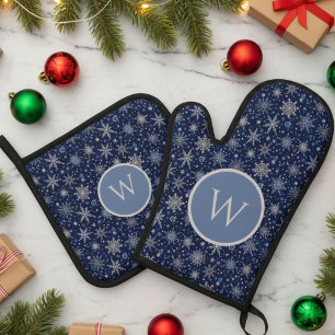 Snowflake Monogram Welcome Mat Oven Mitt & Pot Holder Set