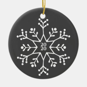 SNOWFLAKE, Name & Date Christmas Ceramic Tree Decoration