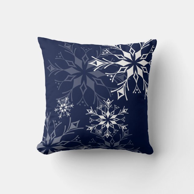 Snowflake - Navy Blue Cushion (Front)