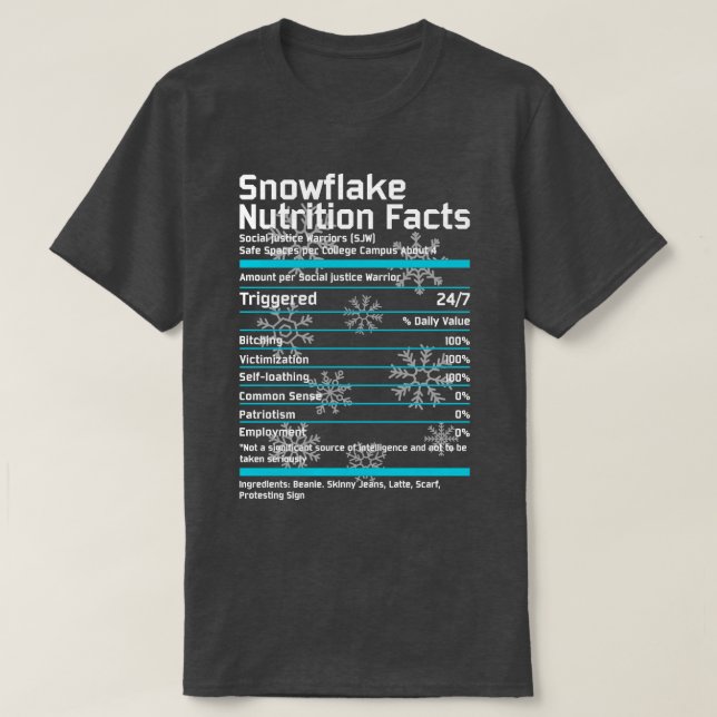 Snowflake Nutrition Facts T-Shirt (Design Front)