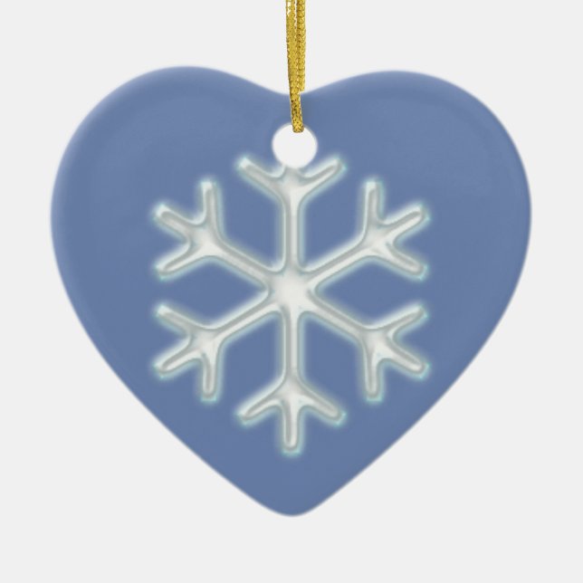 Snowflake on Blue Ceramic Tree Decoration (Front)