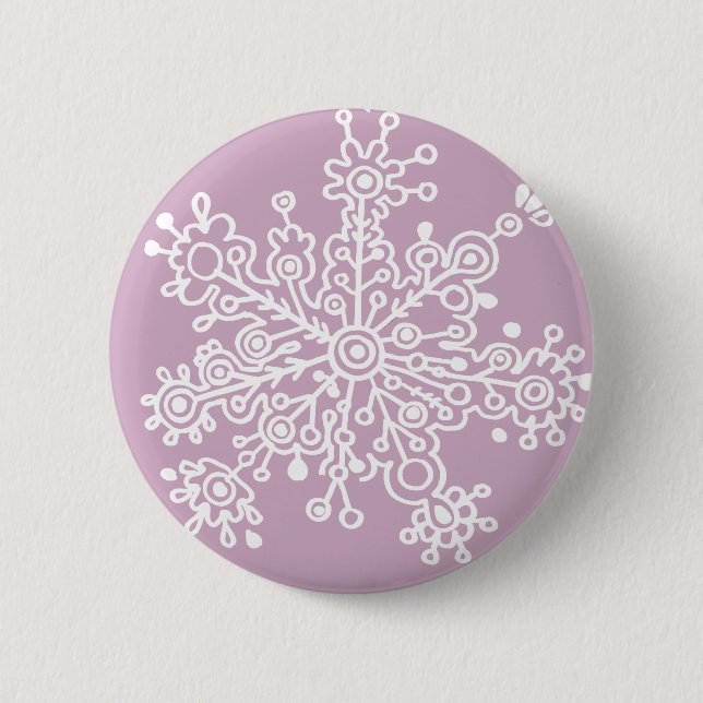 Snowflake (on Light Purple) 6 Cm Round Badge (Front)