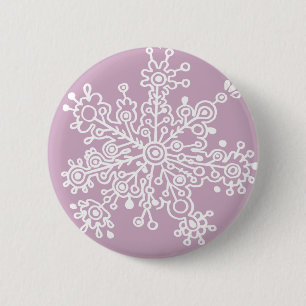 Snowflake (on Light Purple) 6 Cm Round Badge