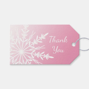 Snowflake on Pink Winter Wedding Favour Tags