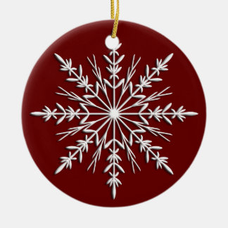 Snowflake on Red Dated Ceramic Tree Decoration