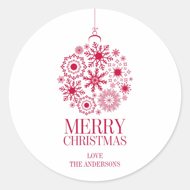 Snowflake Ornament Holiday Merry Christmas Sticker (Front)