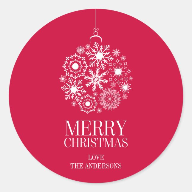 Snowflake Ornament Holiday Merry Christmas Sticker (Front)