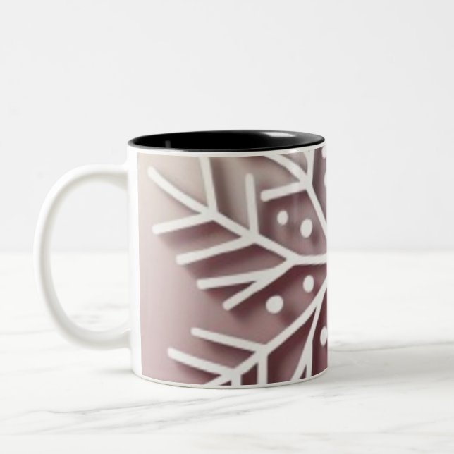 Snowflake Ornament Icon – Winter Holiday Design  Two-Tone Coffee Mug (Left)