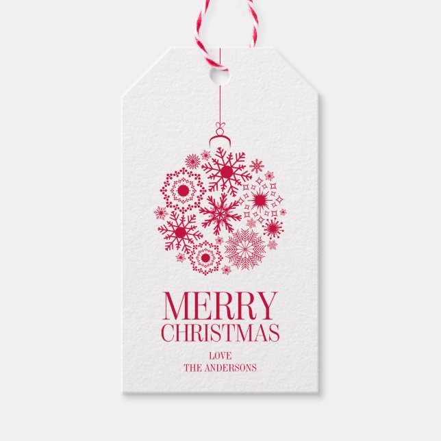 Snowflake Ornament Merry Christmas Gift Tag (Front)