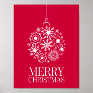 Snowflake Ornament Merry Christmas Holiday Poster