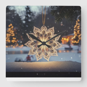 Snowflake Ornament Winter Wall Clock