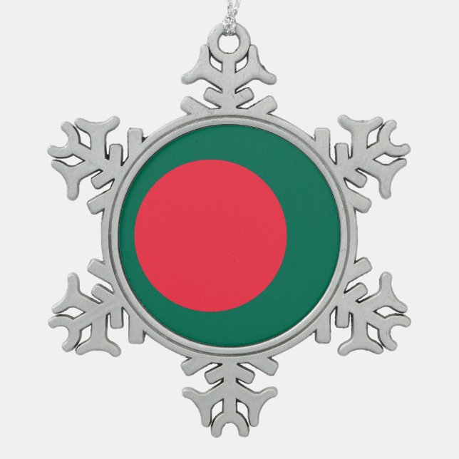 Snowflake Ornament with Bangladesh Flag (Front)