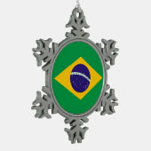 Snowflake Ornament with Brazil Flag (Left)