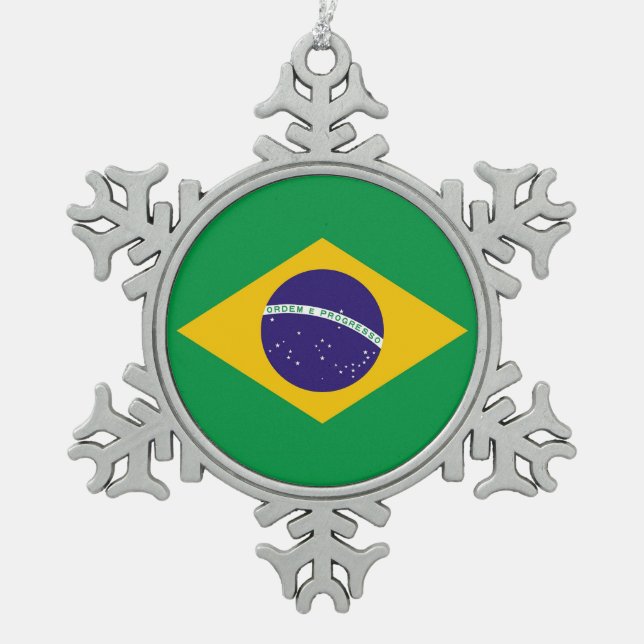 Snowflake Ornament with Brazil Flag (Front)
