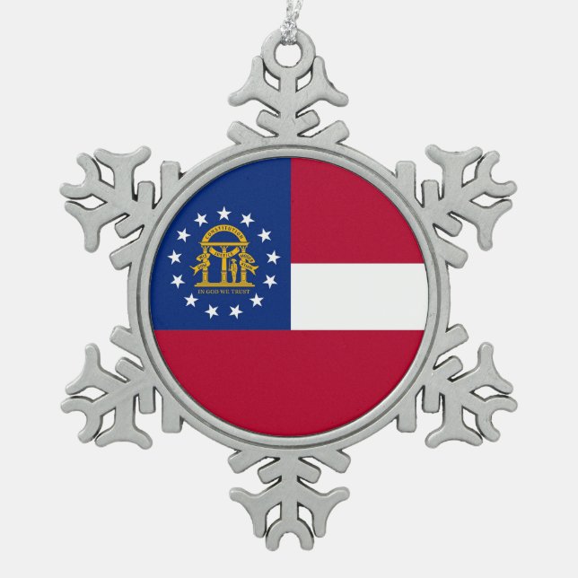 Snowflake Ornament with Georgia Flag (Front)