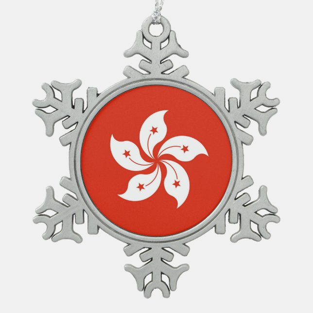 Snowflake Ornament with Hong Kong Flag (Front)