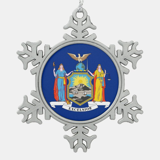Snowflake Ornament with New York Flag (Front)