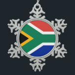 Snowflake Ornament with South Africa Flag<br><div class="desc">Add a touch of elegance and cultural pride to your holiday decor with this stunning snowflake ornament featuring the flag of South Africa! Crafted with exquisite detail and high-quality materials, this ornament is both durable and beautifully designed, making it a perfect addition to your festive decorations. The bold design proudly...</div>
