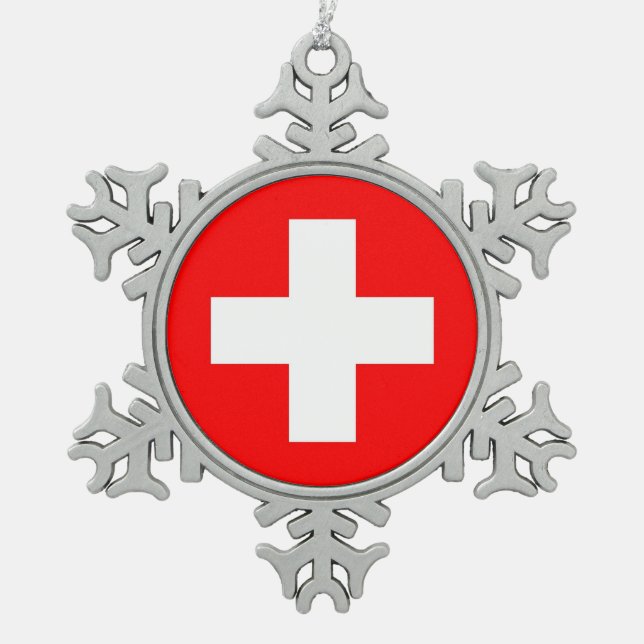 Snowflake Ornament with Switzerland Flag (Front)