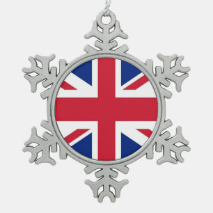 Snowflake Ornament with United Kingdom Flag