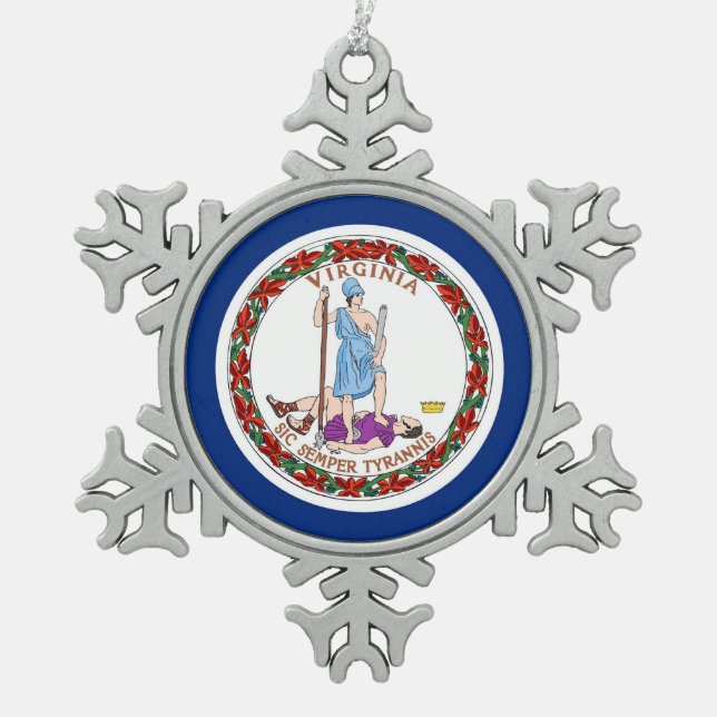 Snowflake Ornament with Virginia Flag (Front)