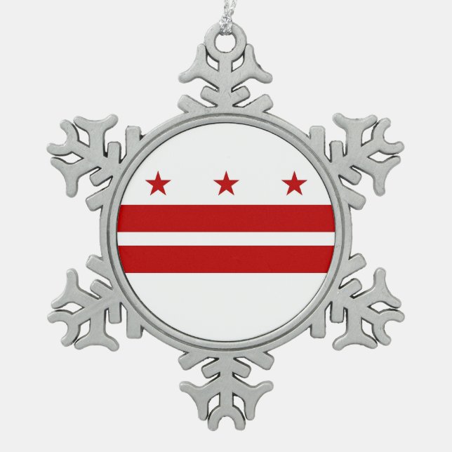 Snowflake Ornament with Washington DC Flag (Front)