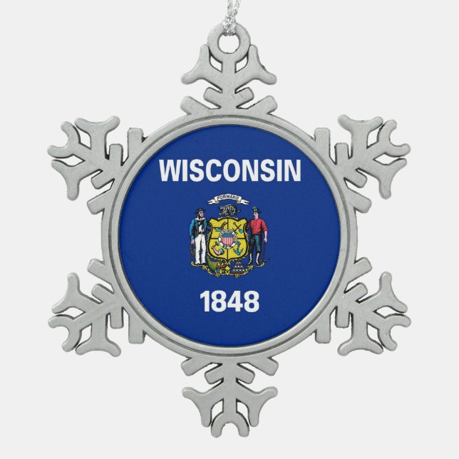 Snowflake Ornament with Wisconsin Flag (Front)