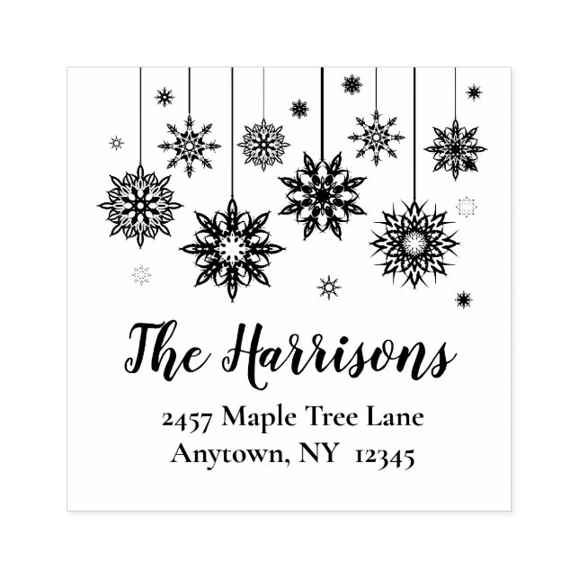 Snowflake Ornaments Address Design Art Stamp (Imprint)