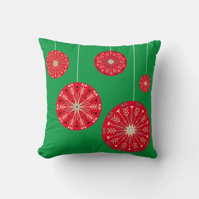 Snowflake Ornaments | Holiday Colours | Cushion (Front)