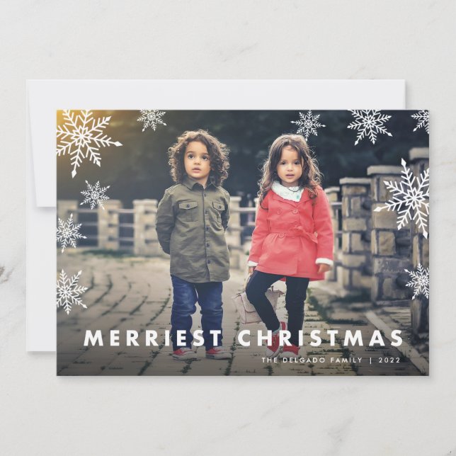 Snowflake Overlay | Merry Christmas Photo Holiday Card (Front)