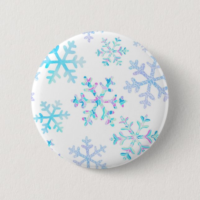 Snowflake pattern 6 cm round badge (Front)