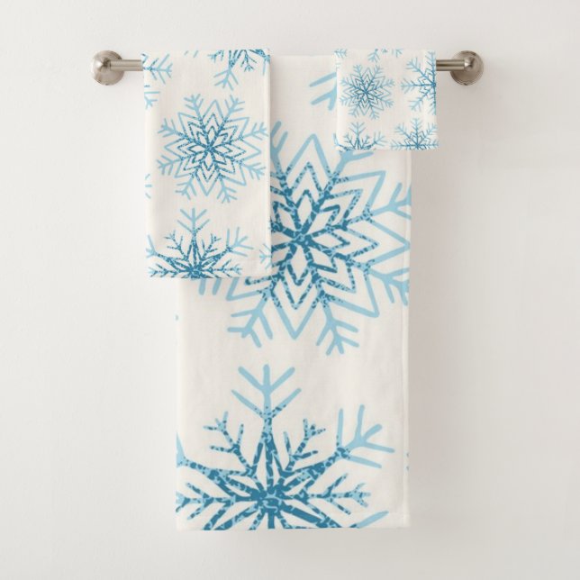 Snowflake pattern	 bath towel set (Insitu)
