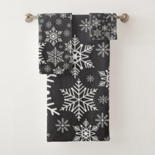 Snowflake pattern bath towel set