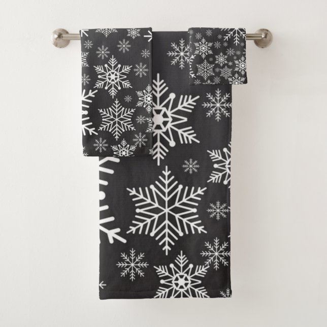 Snowflake pattern	 bath towel set (Insitu)
