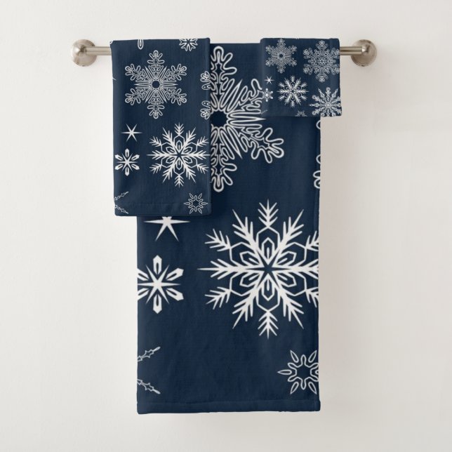 Snowflake pattern	 bath towel set (Insitu)