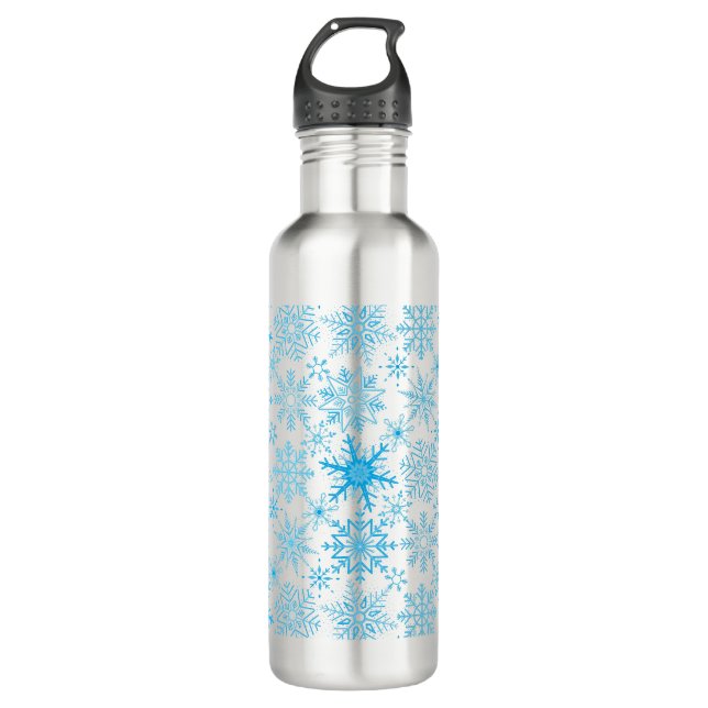 Snowflake pattern blue  710 ml water bottle (Front)