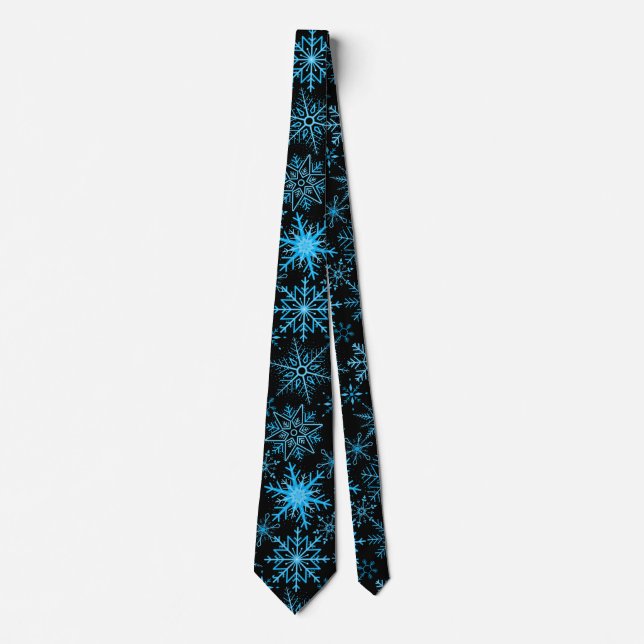 Snowflake pattern blue Black BG Tie (Front)