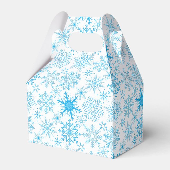 Snowflake pattern blue  favour box (Front Side)