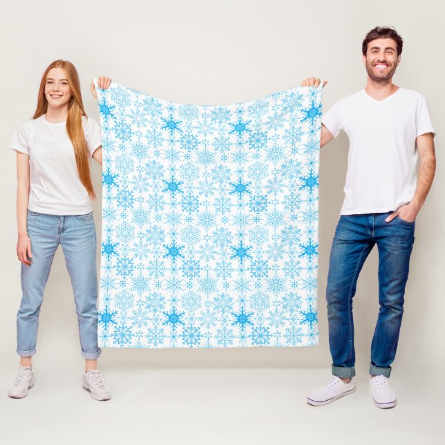 Snowflake pattern blue  fleece blanket (In Situ)