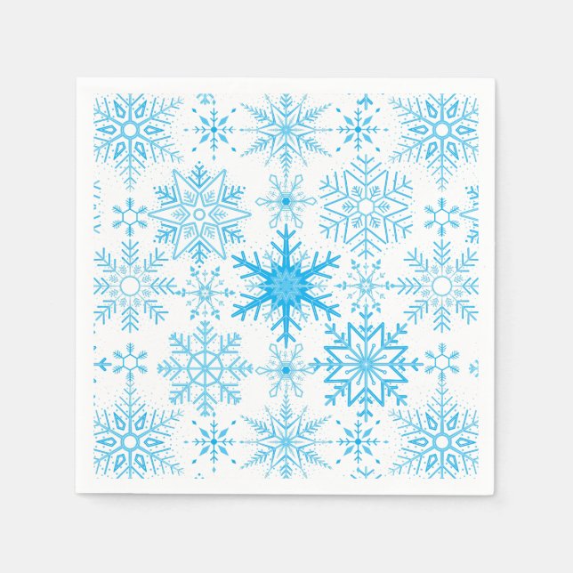 Snowflake pattern blue  napkin (Front)