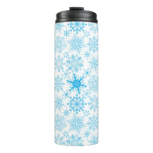 Snowflake pattern blue thermal tumbler