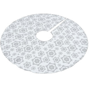 Snowflake Pattern Elegant Grey Christmas Holiday Brushed Polyester Tree Skirt