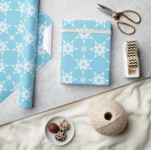 SNOWFLAKE PATTERN festive modern minimal blue Wrapping Paper