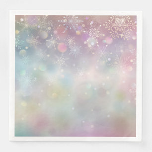 Snowflake Pattern in Soft Pastel Colours Bokeh Napkin