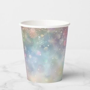 Snowflake Pattern in Soft Pastel Colours Bokeh  Paper Cups
