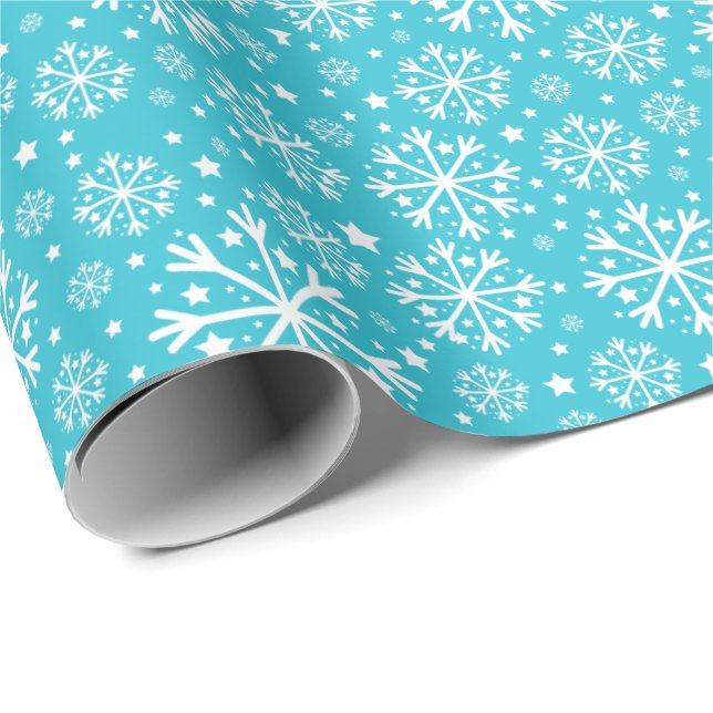 Snowflake Pattern on Blue Christmas Wrapping Paper (Roll Corner)