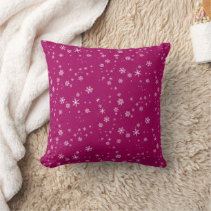 Snowflake Pattern on Purple Christmas Cushion